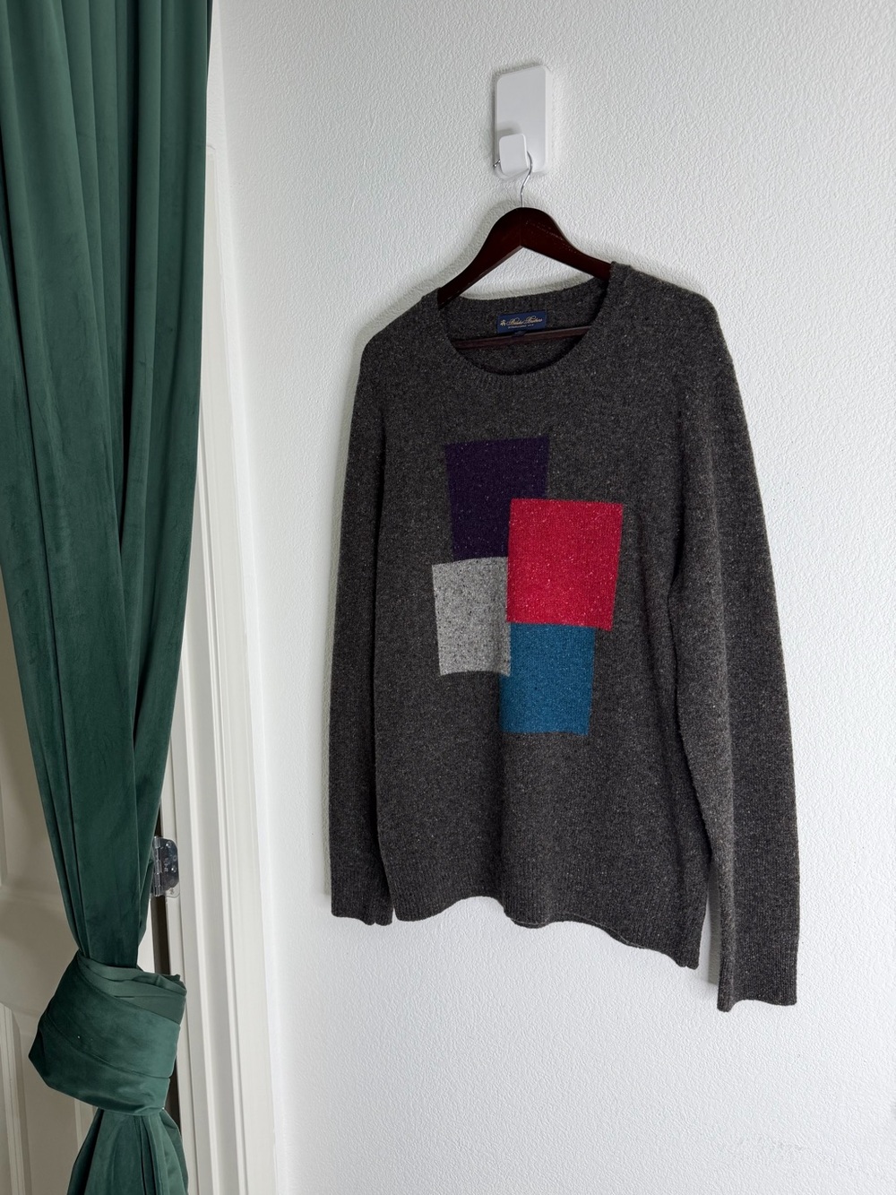 Brooks Brothers Men’s Charcoal Crewneck Sweater 100% MERINO WOOL